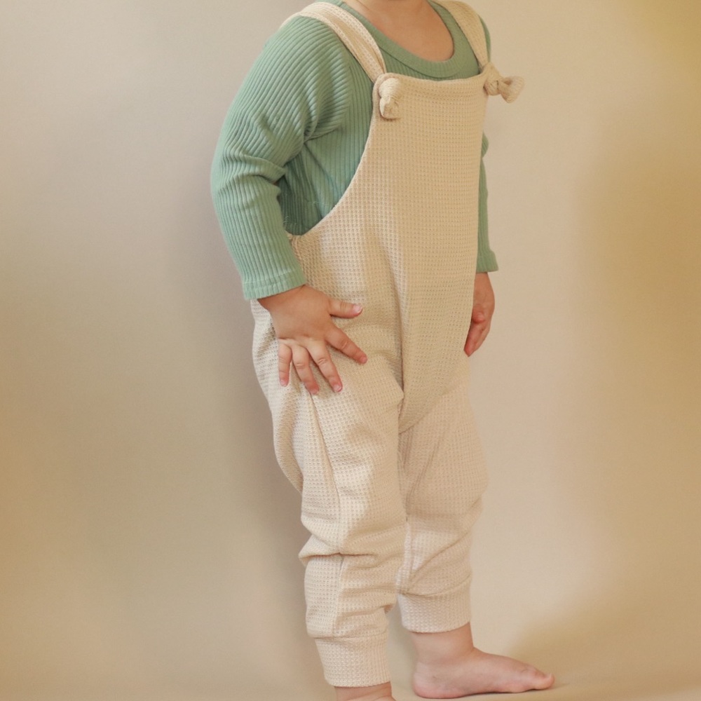 Waffle Knit Knot Overall Cream Gender Neutral - Picture 8 of 8